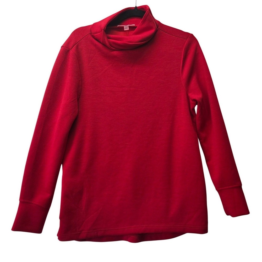 Cable & Gauge Studio Womens Red Cowl Neck Sweater Modal Blend‎ Size Small